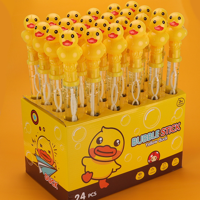 Burbujas de dibujos animados coloridos juguetes grandes para niños burbujas de agua concentrada líquido suplementario barraca de venta caliente burbujas máquina pato amarillo
