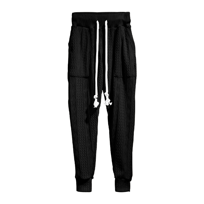 Men's Jacquard Jogger Pants, Casual Trousers With Drawstring_voghion.com
