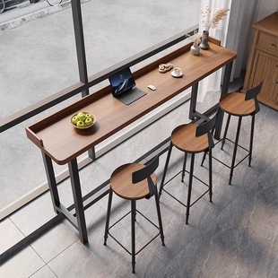Balcony Leisure Small Bar Table Home Simple Solid Wood Long Table Wall Narrow Table Bar Table and Chairs High Table and Chairs
