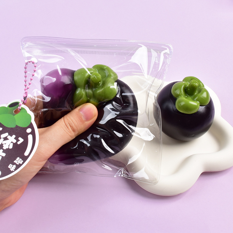 Nuevo juguete de descompresión creativo de simulación de frutas fluidas mangostán pellizco plástico de rebote lento juguetes de descompresión de oficina