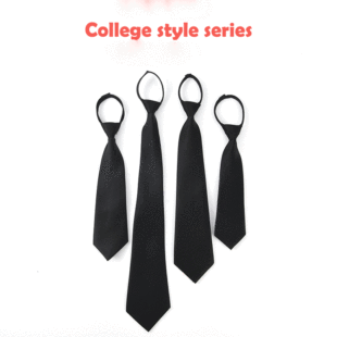 Factory direct sale 40~44cm student zipper tie lazy tie security tie black tie wholesale
