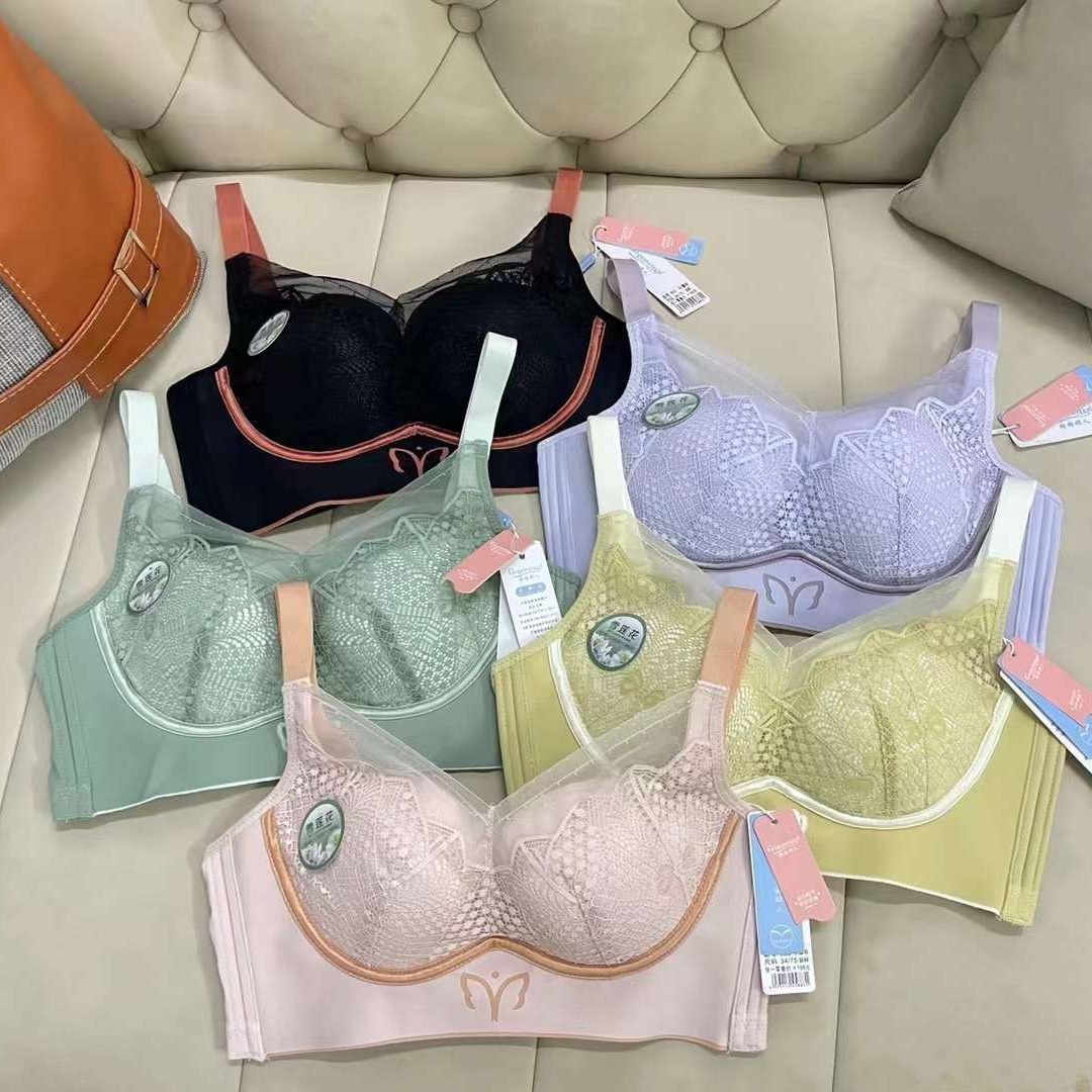 Nuevo sujetador de alta calidad de moda de encaje jacquard transpirable ajustable confortable tipo de botón múltiple tipo de ropa interior de mujer