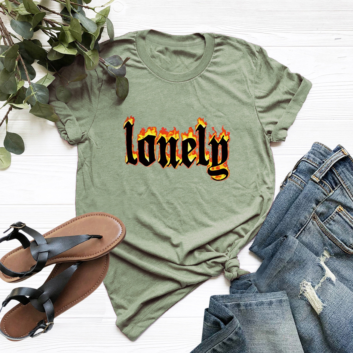  letter printing short-sleeved pure cotton T-shirt NSSN37475