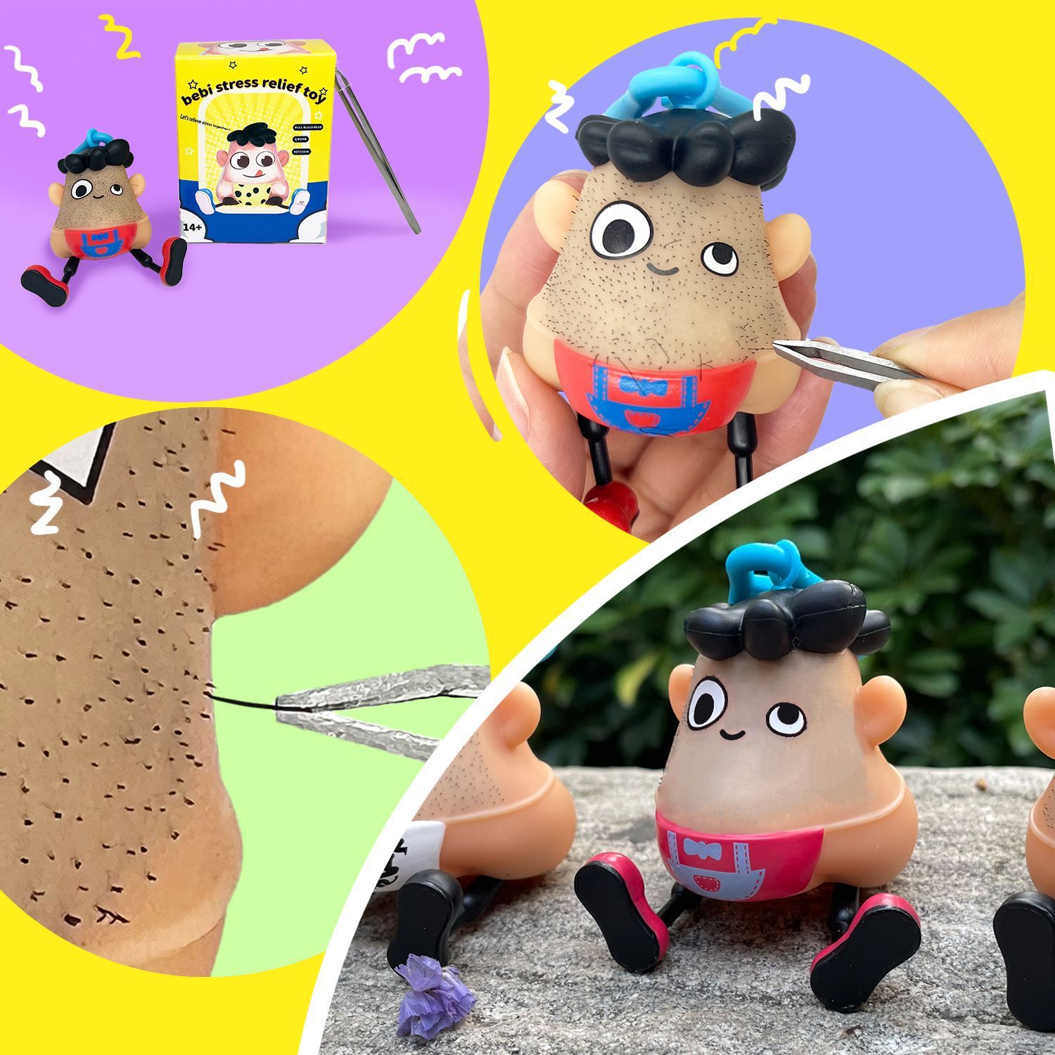 Nuevos juguetes de extracción de cabeza negra extracción de cabeza negra extracción de barba extraña descomposición de colgantes de llaves artefactos mágicos