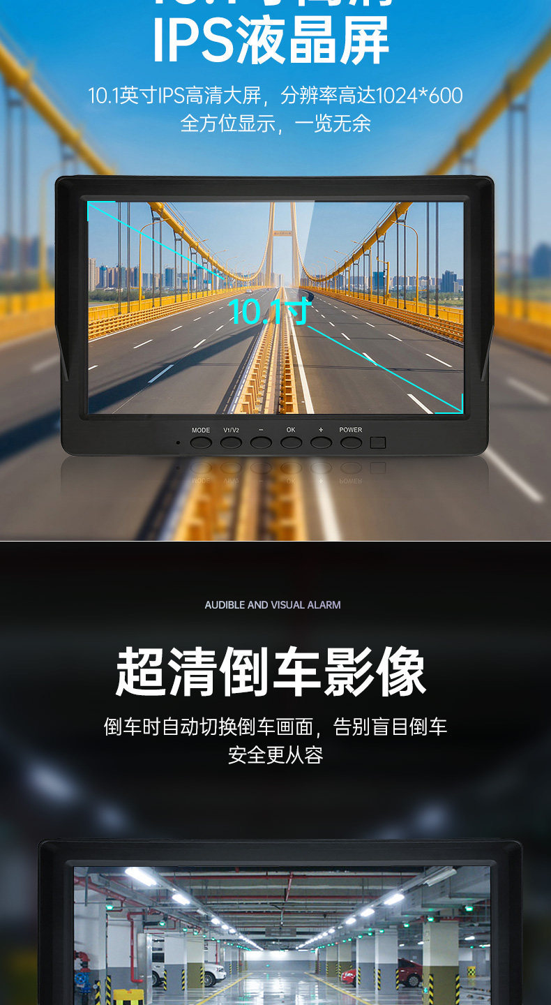 SAERJENG 10inch Touchscreen Dashcam Supports Four-Channel Monitoring and 4G Remote Monitoring 24V