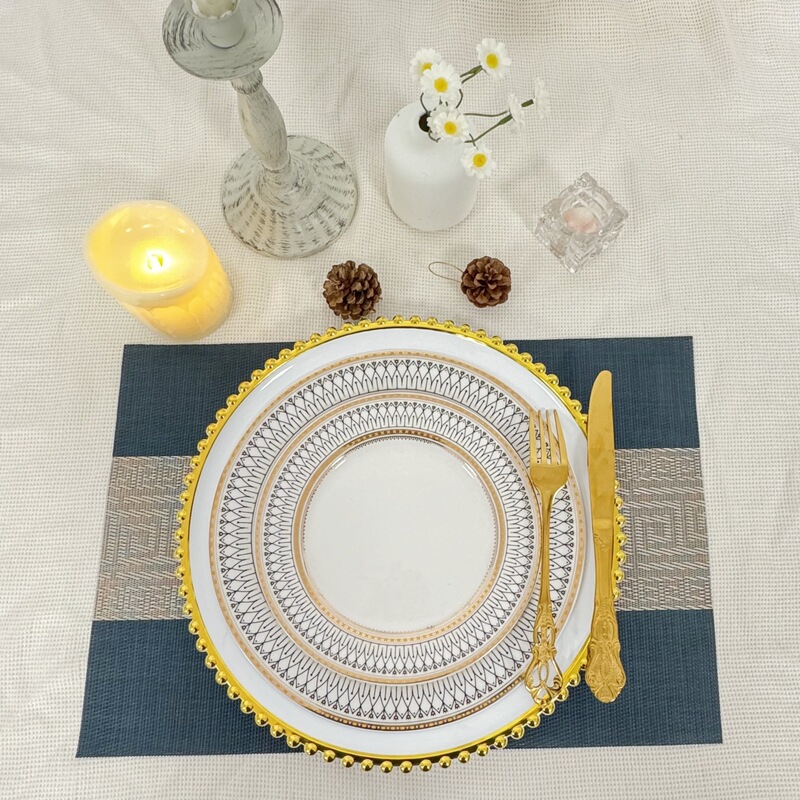 Foreign Trade Wedding Hotel Party Disposable Christmas Craft Decoration Plastic Plate Charger Plate