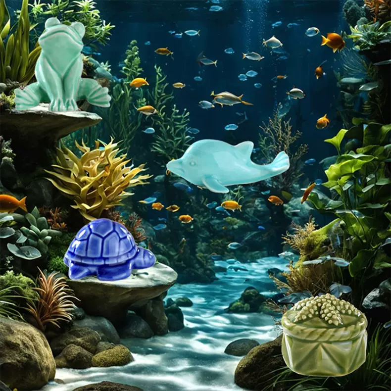 德化陶瓷工艺品批发海洋生物鲸鱼海龟微景观摆件水族馆配件鱼缸装