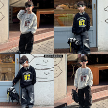 【春秋款特价清仓】2025男童春款时尚字母印花美式圆领儿童卫衣潮