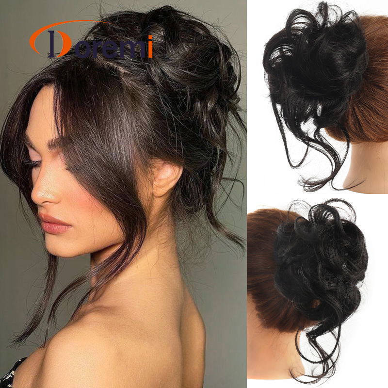 Cross-Border Wig Ring For Women, Fluffy Messy Clip, Synthetic Curly Long Hair Bun_voghion.com