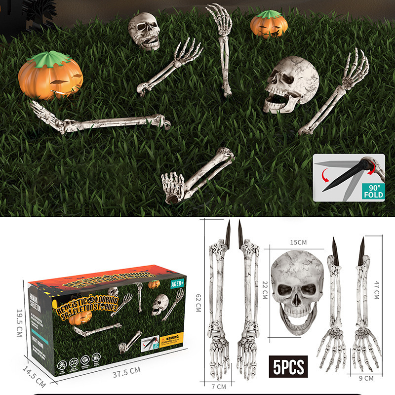 Halloween tierra esqueleto esqueleto patio césped atmósfera de terror accesorios decoración verde necromancer set de tres piezas fantasma fiesta