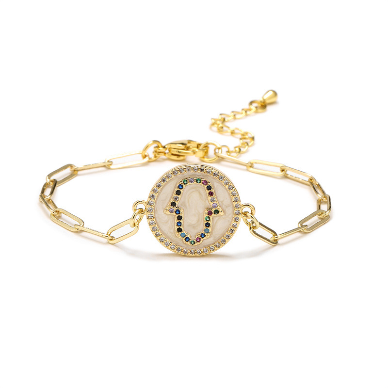 Fashion Palm Copper Bracelets Plating Zircon Copper Bracelets