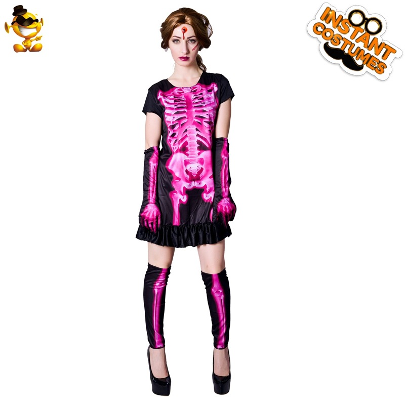 Niña grande Rosa fantasma hueso cráneo vestido Halloween fiesta traje etapa rendimiento traje Cosplay