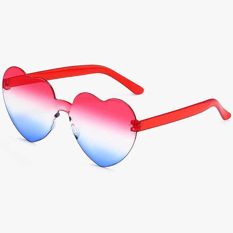 Corazón de melocotón gafas de sol amorosas gafas de sol sin marco gafas de estilo de fiesta gafas de sol de moda