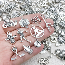 跨境热销随机古银运动系列合金饰品配件DIY项链手链吊坠篮球挂件