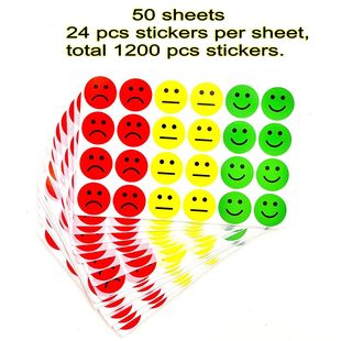 Cross-Border Self-Pickup Labeling Expression Stickers Happy Sad Smiley Face Stickers Red Yellow Green DIY Decorative Stickers