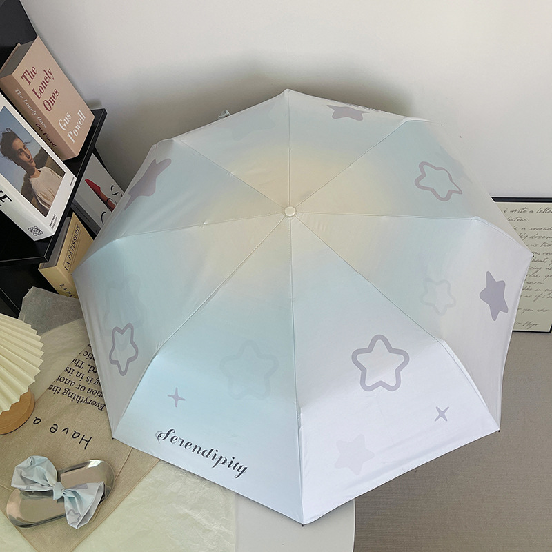 漸變ins風黑膠專業防曬全自動雨傘晴雨兩用女遮陽傘便攜mini陽傘