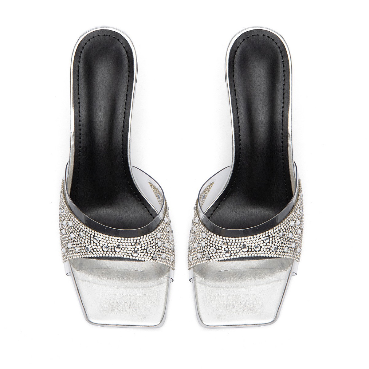 Sandali con tacco a spillo trasparenti e strass da donna eleganti_voghion.com