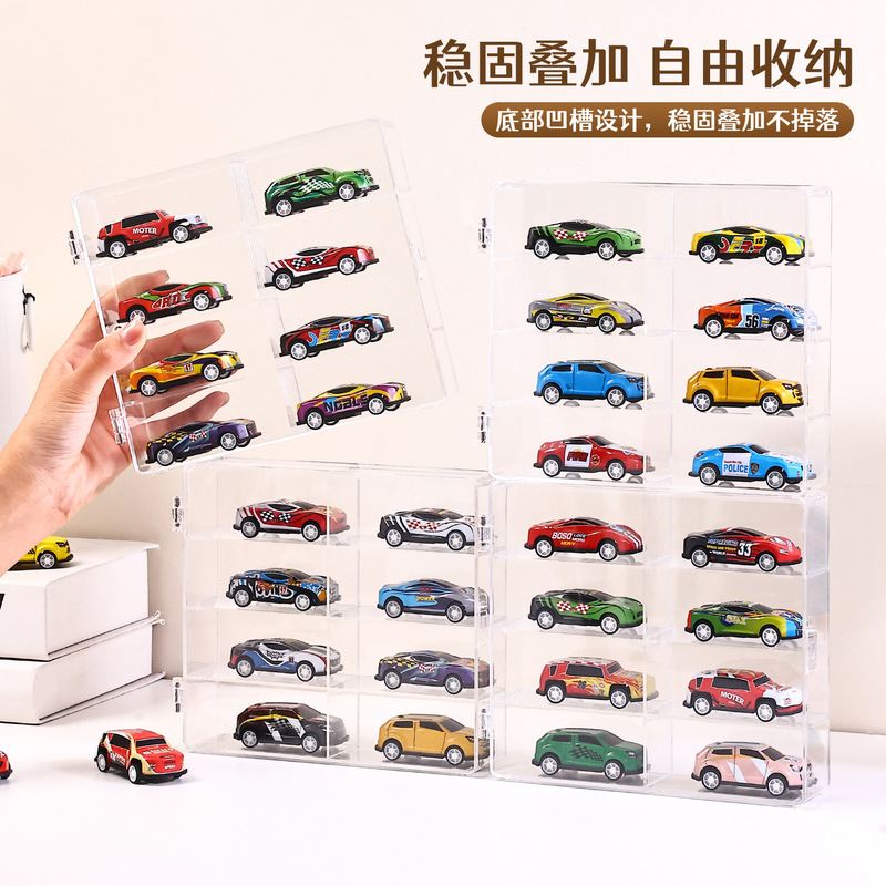 Car Model Storage Box Desktop with Cover 1:64 Hot Wheels Domeka Kidsren's Toy Car Compartment Display Stand