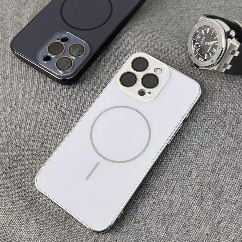 Suitable IPhone 17 Pro Max Phone Case, High-end Electroplated Matte Fine Ring Magnetic Suction Protective Cover For_voghion.com