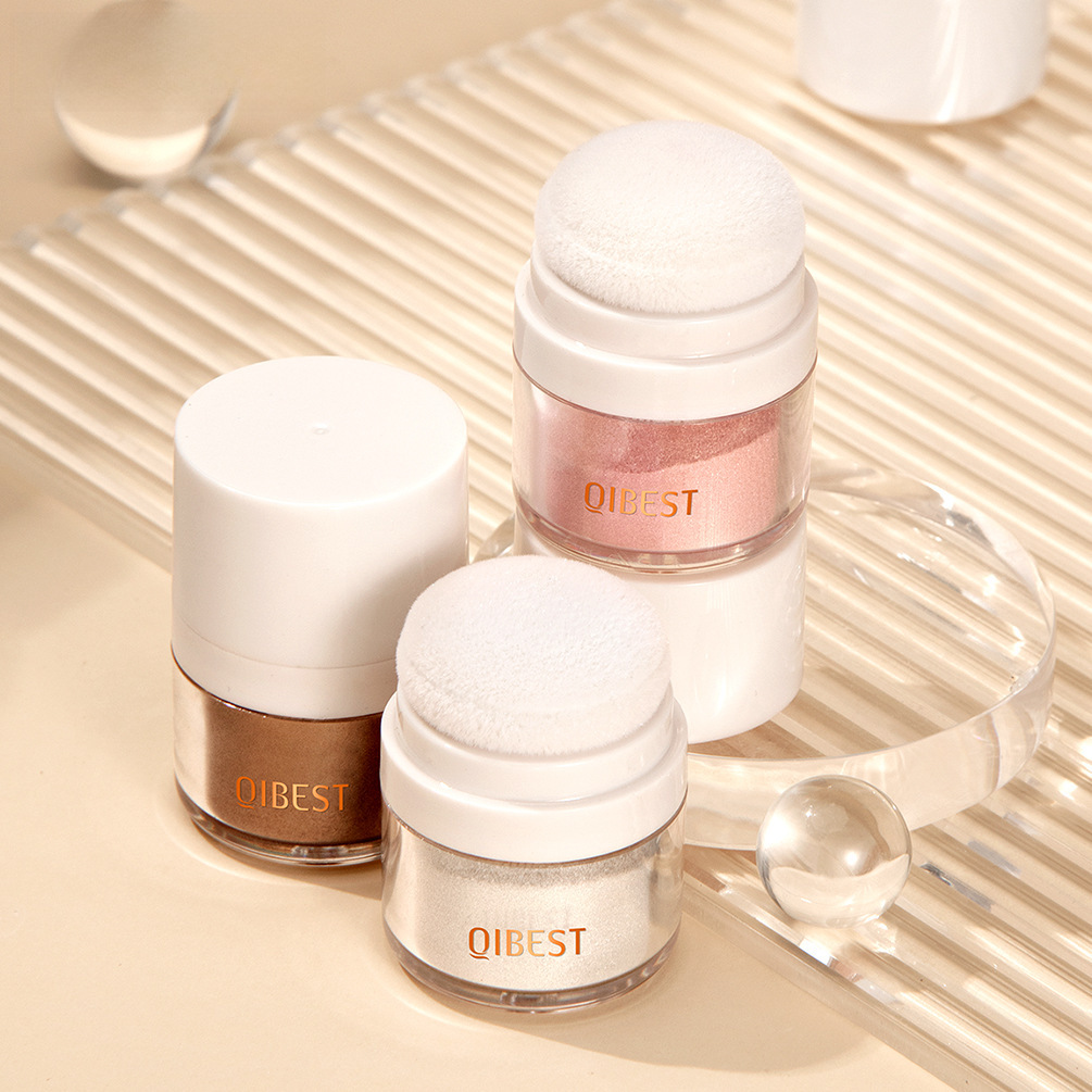 QIBEST High Gloss Powder Glitter Brightening Body Face Nose Shadow Blush Three-dimensional Shadow Pearlescent Powder