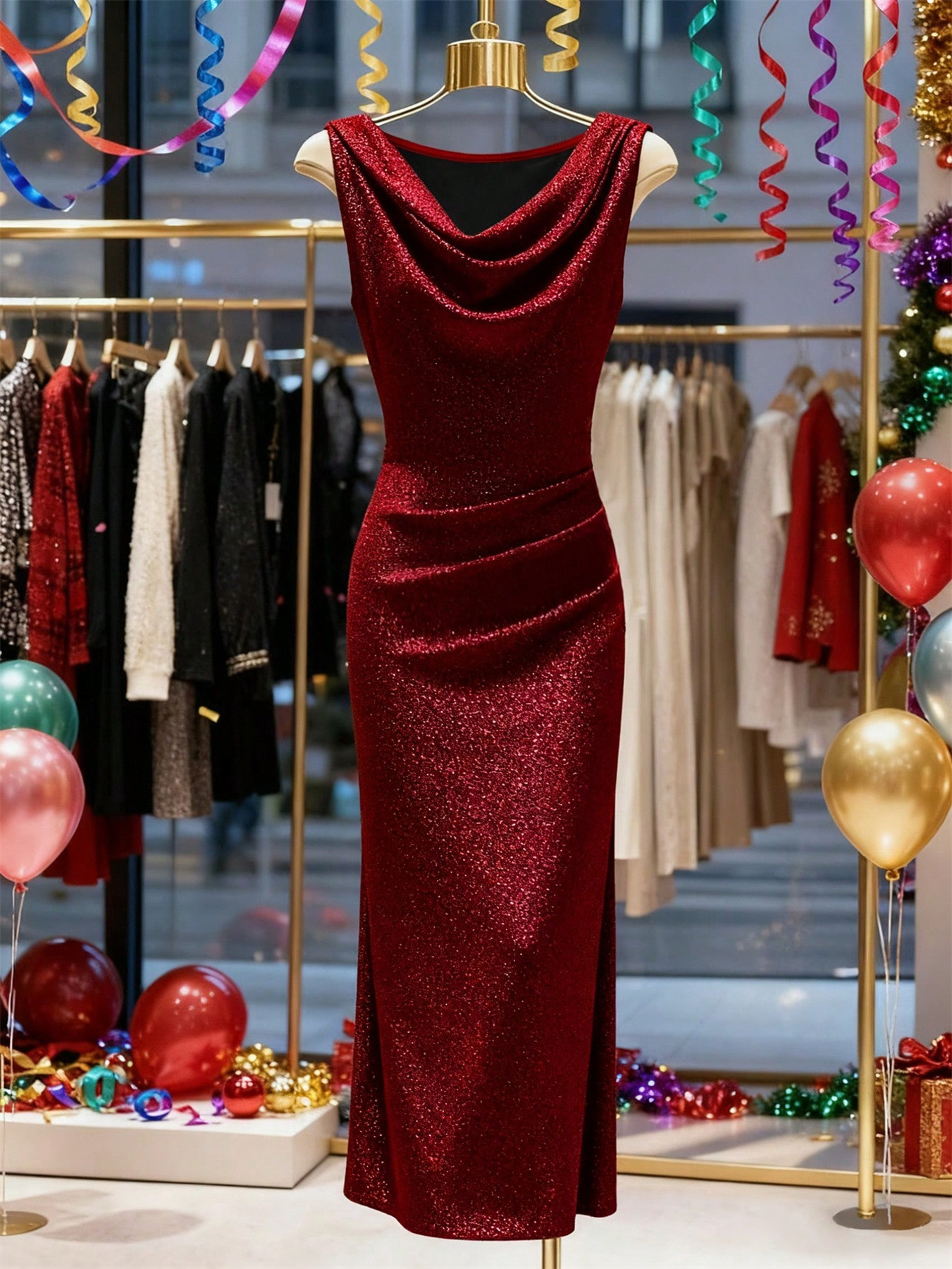 Elegante glitter bodycon jurk met split voor feest en receptie_voghion.com