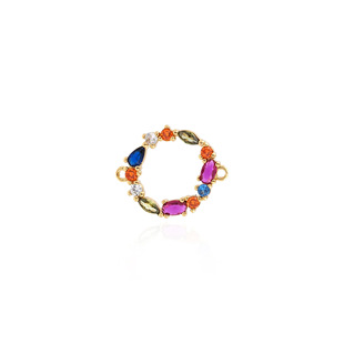 18K Copper Gold Plated Micro Zirconium Colorful Wreath Connector Plant Hand Brand DIY Jewelry Necklace Bracelet Accessories