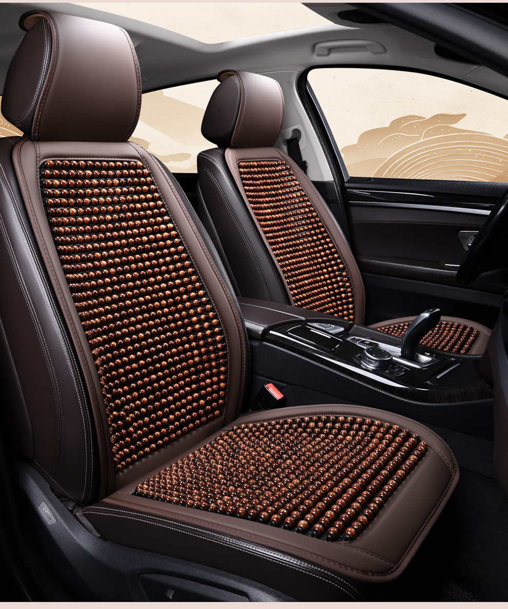 Car Seat Cushion Summer Cooling Pad Wooden Beads Ventilation Seat Cushion Cool Ice Silk Breathable All-Season Universal Car Seat