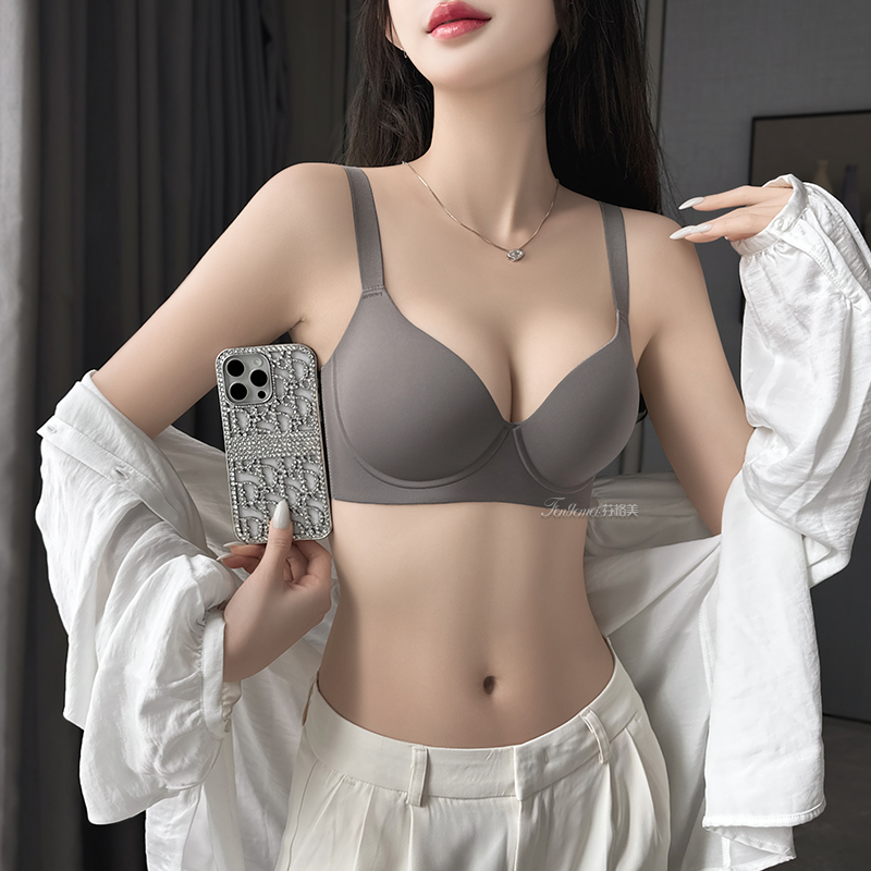 [Xiaoqing Tie] plus size seamless underwear women's thin new gloss top support side push full cup big chest small bra
