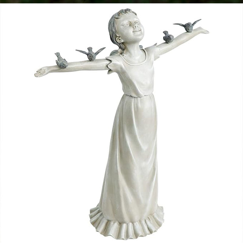 Cross-border for Girls and Birds Figure Statue Desktop Ornaments Living Room Home Decorations Resin Ornaments Crafts