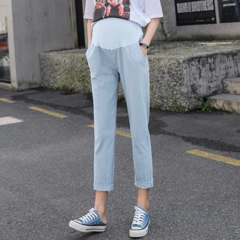 Maternity pants 2022 summer new Korean style loose large size versatile leggings high waist cross waist wide leg pants