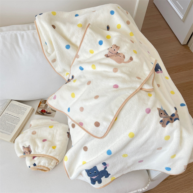 Ins nuevo lindo gatito toallas de baño para mujeres con absorción de agua rápida no puede secar el cabello de los estudiantes grueso toalla grande sombrero de cabello seco