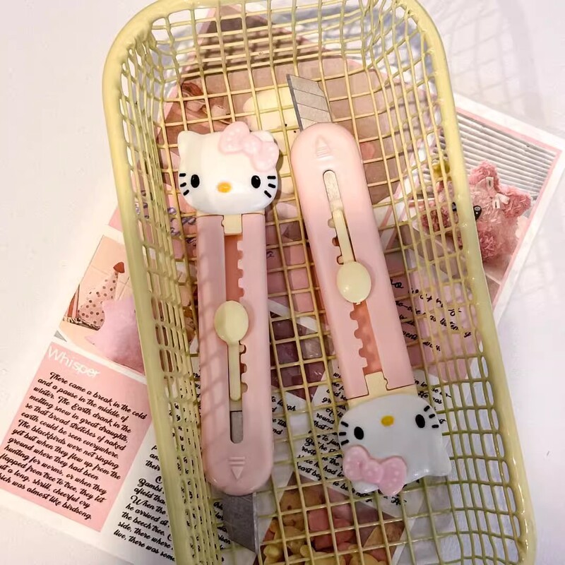 新しいかわいいアニメKitty美工刀insミニポータブル開梱宅配便手帳裁断刀トランペット|undefined