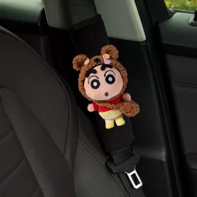 Crayon Shin-chan car seatbelt – Seat belt shoulder pad - crayon-shin-chan-shoulder-pad-tongue-out-bear-shoulder-bag-black-short-velvet-seatbelt-shoulder-pad