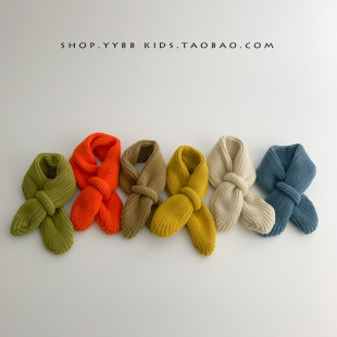 ins Baby Autumn and Winter All-match Solid Color Mouth Children's Knitted Soft Scarf for Baby Boys and Girls Warm Wool Scarf
