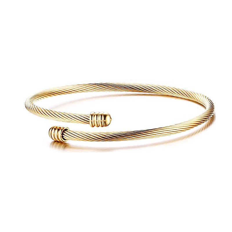 Deseo Amazon nueva pulsera de acero de titanio europeo y americano simple de tres colores 18K oro pulsera de acero inoxidable fábrica al por mayor