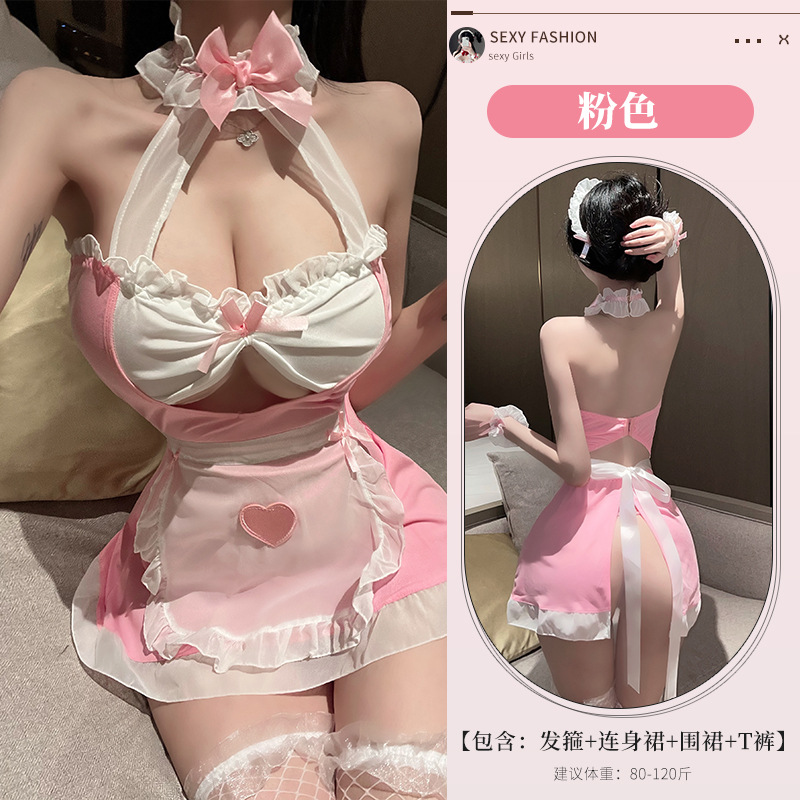 핑크 [머리띠+드레스+앞치마+티바지]