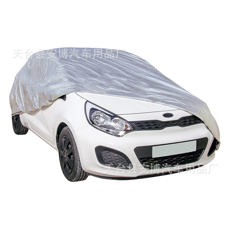 Single-Layer Silver-Coated Fabric 170t Polyester Taffeta Car Cover, Light-Blocking, Anti-Uv, Water-Repellent Car Cover, Full Car Light-Blocking and Anti-Uv
