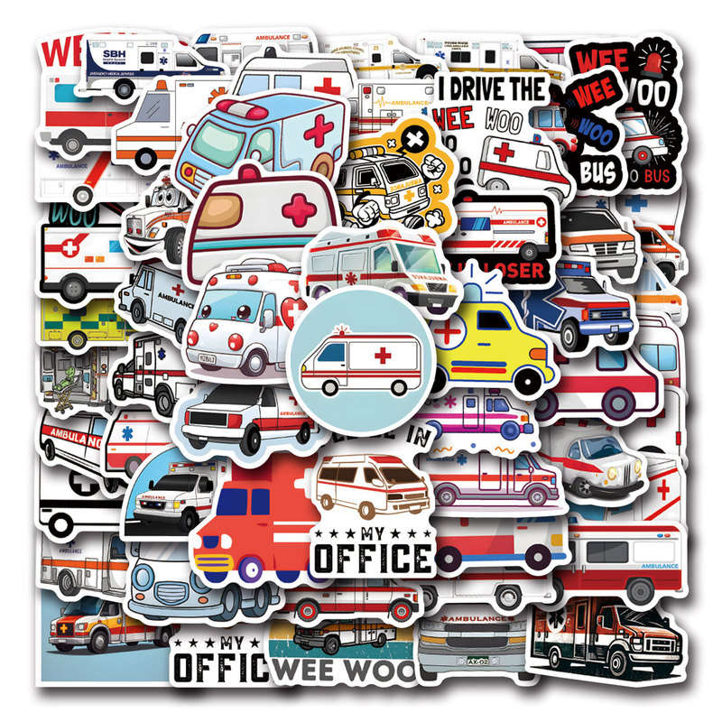 55 cross-border Ambulance graffiti stickers decorative luggage scooter cartoon stickers manufacturers wholesale