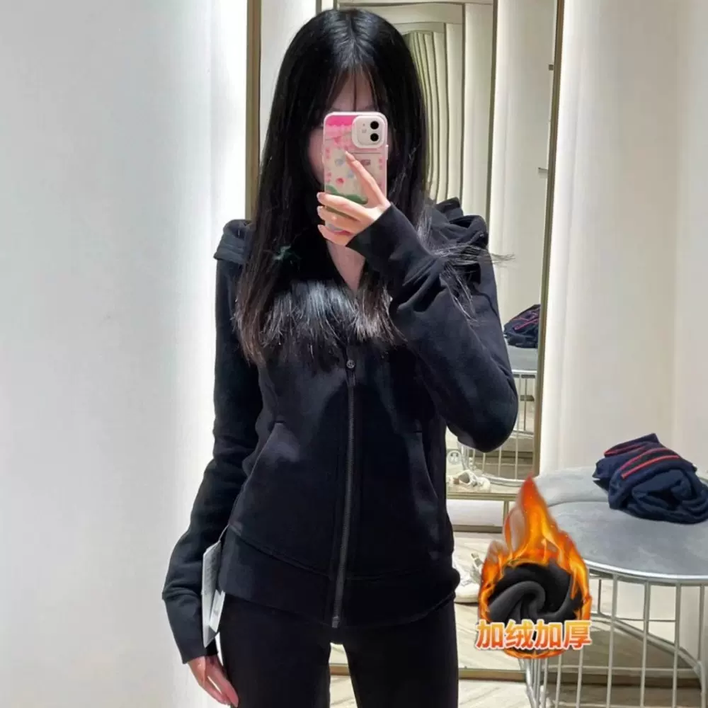 抖音质量爆款修身短外套女冬季加绒2025新款收腰显瘦连帽开衫卫衣