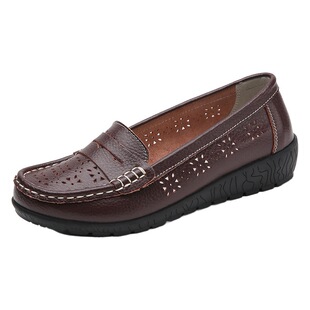 2024 spring and summer new nurse shoes casual hollow women's single shoes peas shoes mother shoes tendon bottom source manufacturer