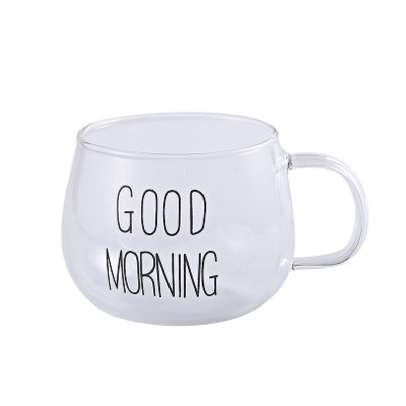 Fábrica al por mayor vidrio resistente al calor con mango taza de leche taza de desayuno taza de café horno de microondas taza de vidrio taza de agua