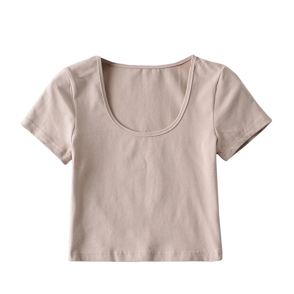 stretch U-neck short-sleeved T-shirt  NSAC42621