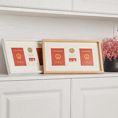 Wooden wedding certificate photo frame, table setting, simple commemorative photo collection frame, couple registration certificate photo frame, Chinese Valentine's Day gift