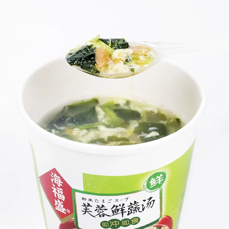 Haifengsheng Lotus Fresh Vegetable Nori Egg Drop Soup 8g Cup-Packed Instant Food FD Freeze-Dried Fast-Cook Soup Bulk Wholesale