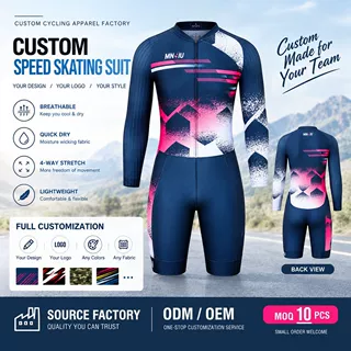 Long Sleeve Speed Skating Skin Suit长袖成人竞速轮速滑连体服