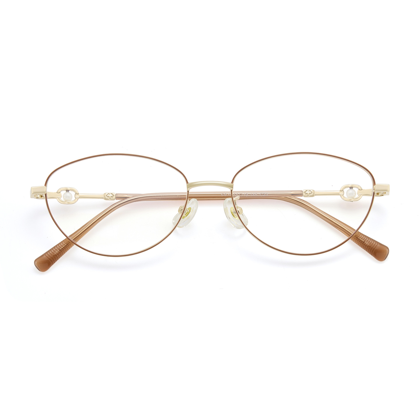 Mayorista ronnz peludo con el mismo marco de gafas de oro, marcos de gafas de perlas de ojos de gato, marcos de gafas de alta inteligencia.