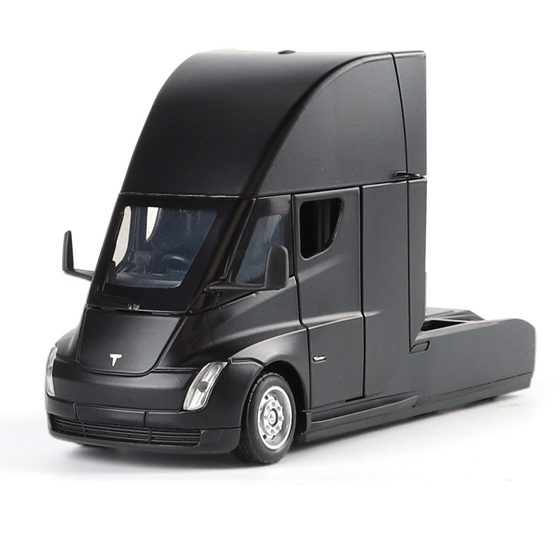 Nuevo modelo de coche Haodi 1:32 Tesla SEMI modelo de cabeza de camión de aleación adornos con sonido y luz, juguetes para niños