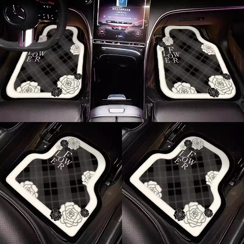 Four-Piece Set of Car Floor Mats, Universal Car Floor Mats, Single-Piece Anti-Slip and Wear-Resistant Foot Mats for the Main Driver, Easy to Clean Car Mats