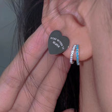 耳环小众设计感高级耳圈耳骨环圆圈925纯银耳钉女ins锆石蓝色耳饰