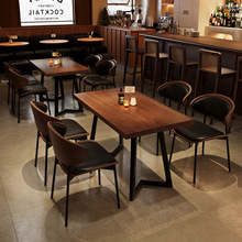 复古清吧小酒馆桌椅组合网红奶茶店咖啡厅卡座沙发酒吧桌椅